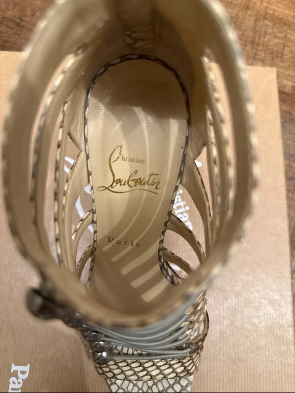 Christian Louboutin Denis 100 Cobra Strappy Cage Heels